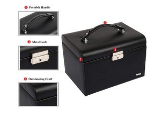 Homde Jewelry Box Necklace Ring Storage Organizer Synthetic Leather Large Jewel Cabinet Gift Case