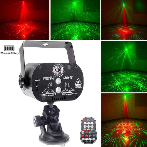 U`King Party Light Laser Lights with Battery Powered Mini Flash Strobe Light RGB LED DJ Disco Lights Projector by Sound Activated Remote Control for Stage Lighting Birthday Parties