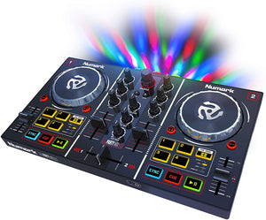 Numark Party Mix | Beginners DJ Controller for Serato DJ Intro With 2 Channels, Built In Audio Interface With Headphone Output, Pad Performance Controls, Crossfader, Jogwheels and Light Display